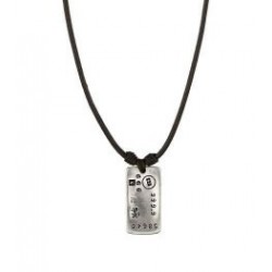 Leather necklace with dog tag pendant