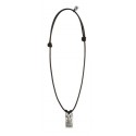Collier cuir marron pendentif rectangulaire