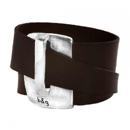Leather handcuff bracelet with a stunning silver clasp