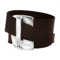 Leather handcuff bracelet with a stunning silver clasp