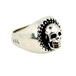 Silver plated skull ring for men