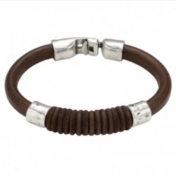 Bracelet cuir rond fil de coton