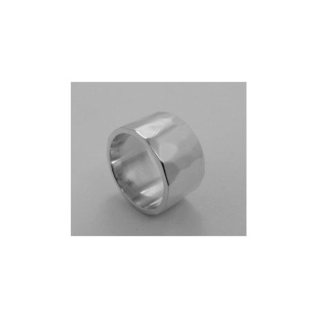 Wide hammered silver ring