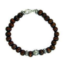 Bracelet perles en bois marron