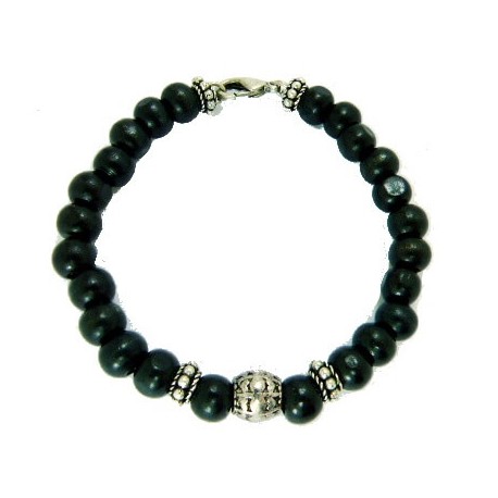 Pulsera con cuentas de madera marron