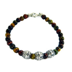 Silber Gliederkettenarmband kombiniert mit Leder