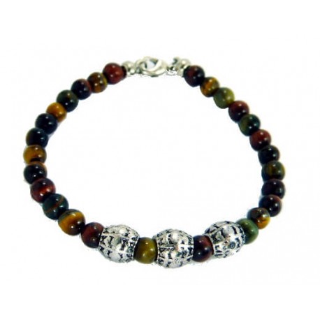 Silber Gliederkettenarmband kombiniert mit Leder