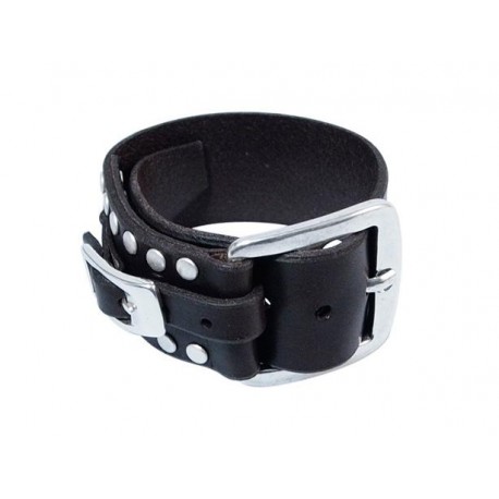 Wide Men's leather wristband