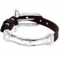 Pulsera cuero con barra plateada