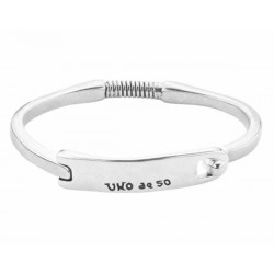 Silver bangle bracelet rectangle tag