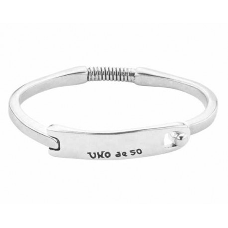 Silver bangle bracelet rectangle tag