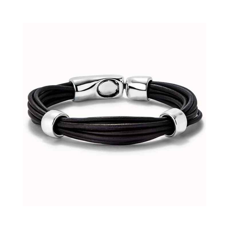 Leather bracelet two separator charms