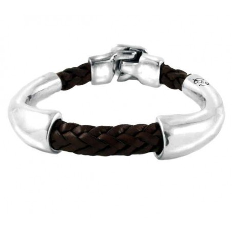 Brazalete cuero trenzado con barras