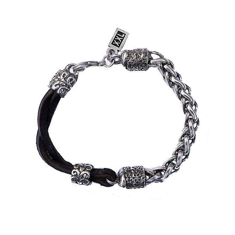 Leather Silver Mix Bracelet Leather Silver Mix Bracelet