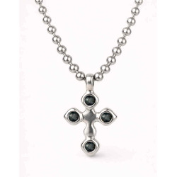 Collar cadena bolas y cruz negra