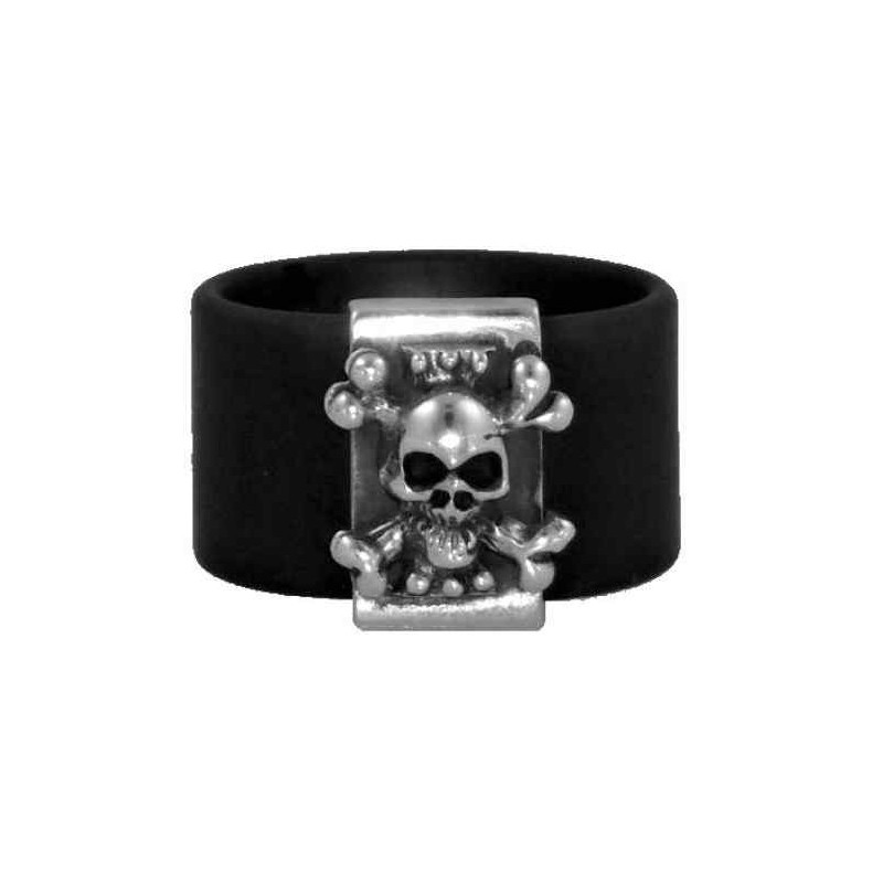 Anillo calavera goma negra