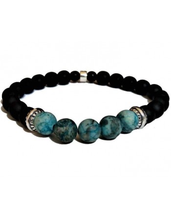 Black ceramic beaded bracelet turquoise natural stones