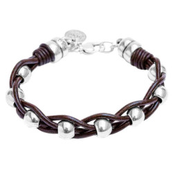 Geflochtenes Lederarmband mit Peren