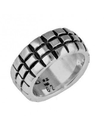 Square grid silver ring