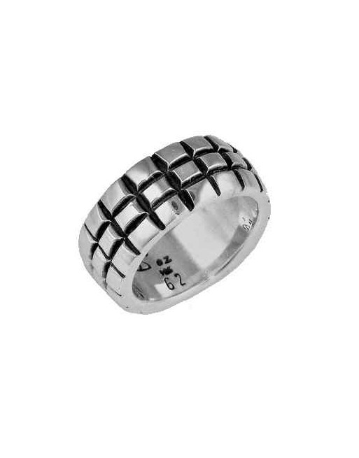 Square grid silver ring