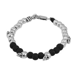 Totenkopf Armband Schwarze Keramikperlen