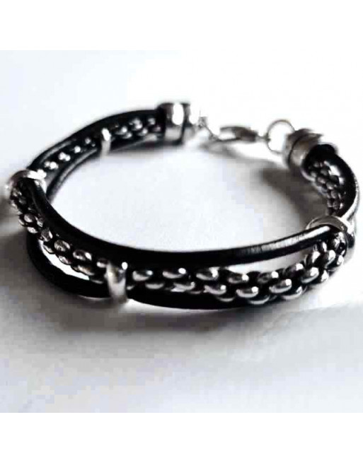 Pulsera serpiente 2 cordones cuero