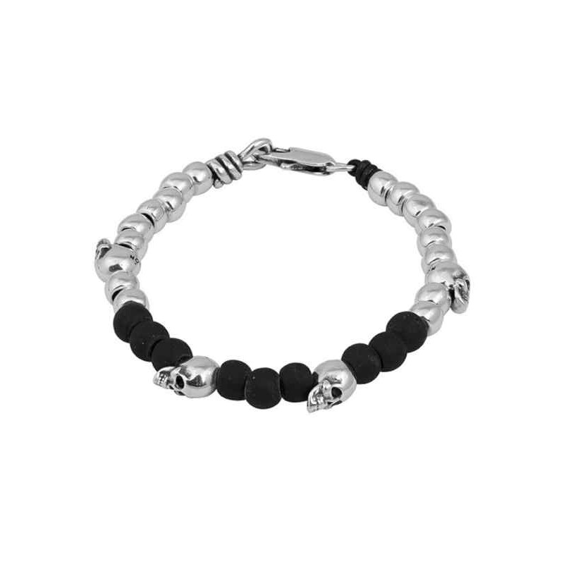 Totenkopf Armband Schwarze Keramikperlen