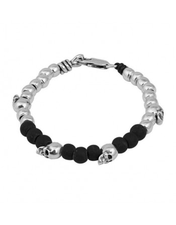 Silver crystal bracelet 4 skulls