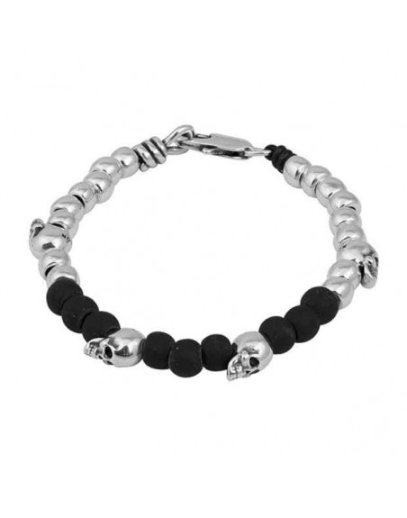 Silver crystal bracelet 4 skulls