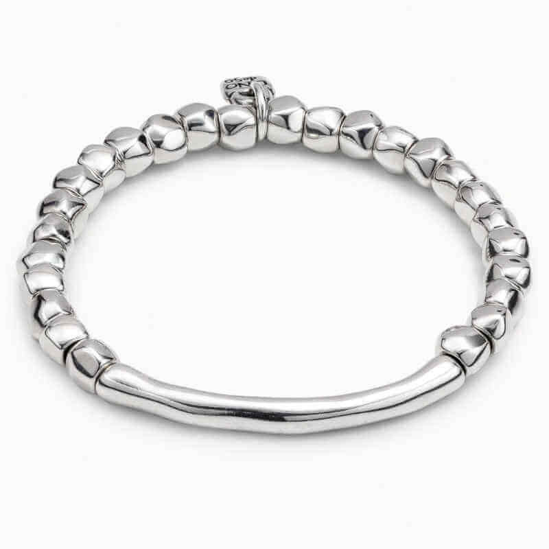 Elastic silver pearl bracelet