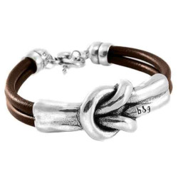Leather Silver Knot Bracelet