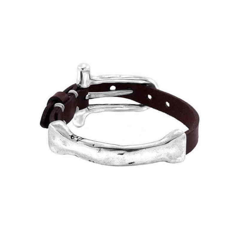 Lederarmband Silber Bar