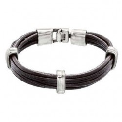 Pulsera cuero hombre 3 separadores