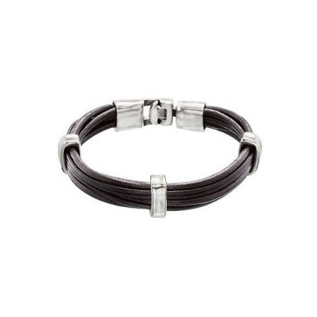 Pulsera cuero hombre 3 separadores