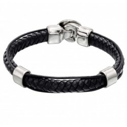 Bracelet cuir tresse noir